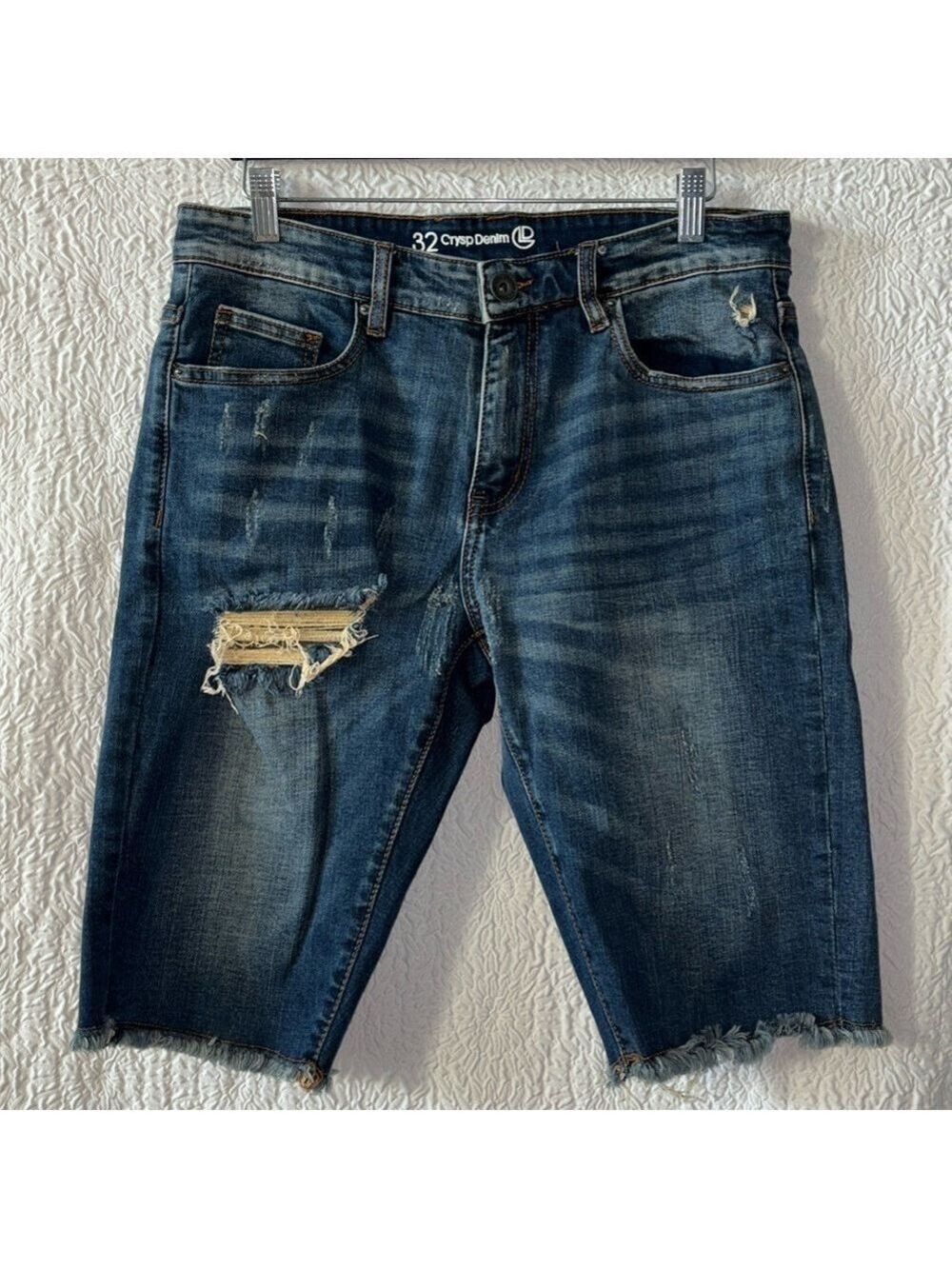 Crisp Denim Distressed Cutoff Jean Shorts